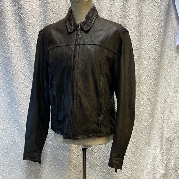 Harley-Davidson size large Brown Leather Bomber Jacket Riding Gear Lady Rider - Picture 2 of 16